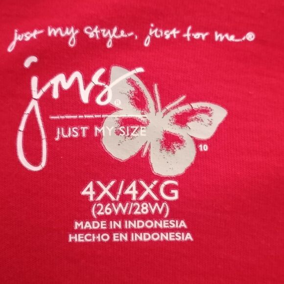 JUST MY SIZE RED LONG SLEEVE TOP SZ.4X EUC - Picture 6 of 6